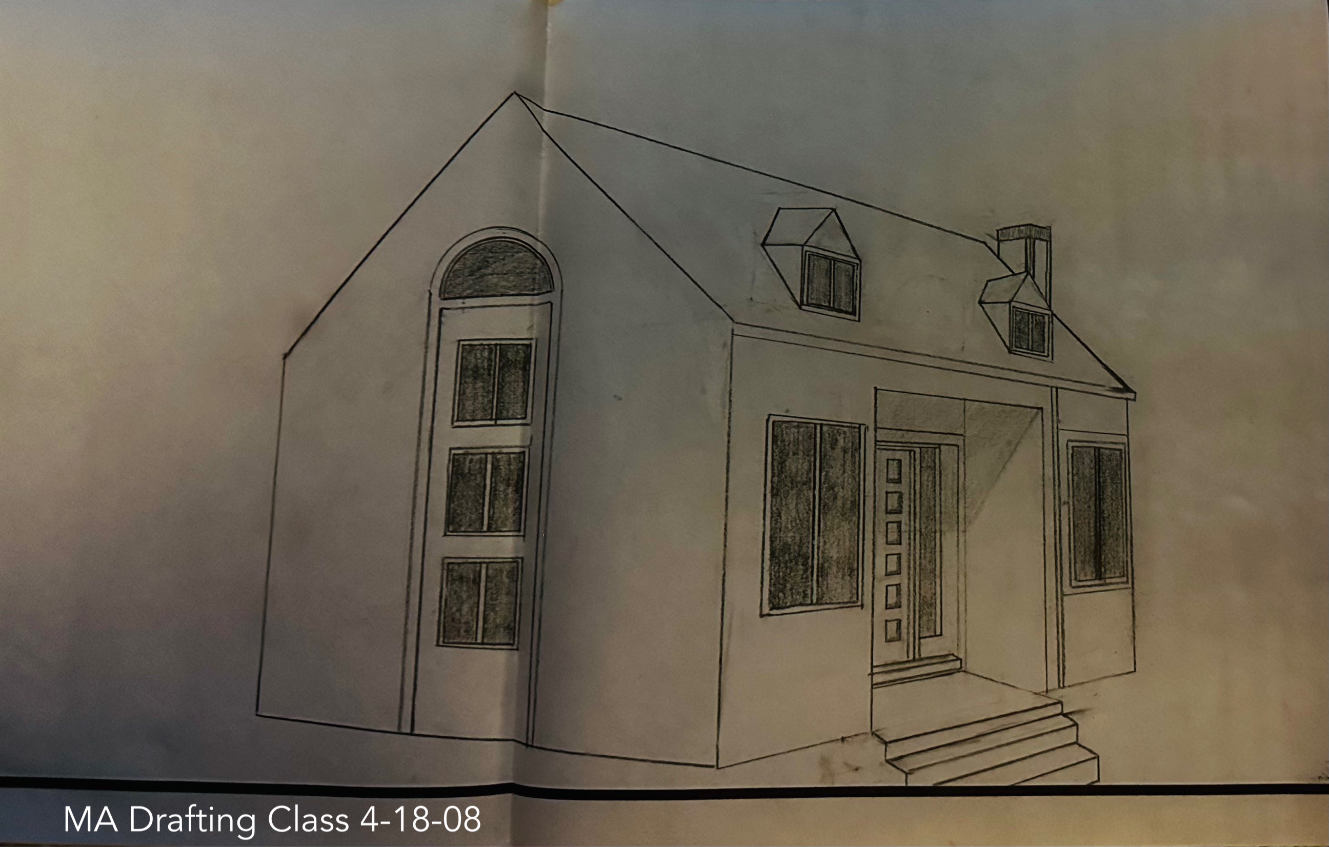 A drafting of a building from drafting class  